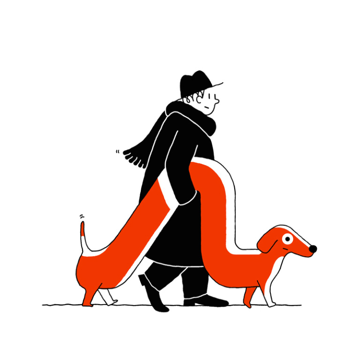 man walking with a long dog 