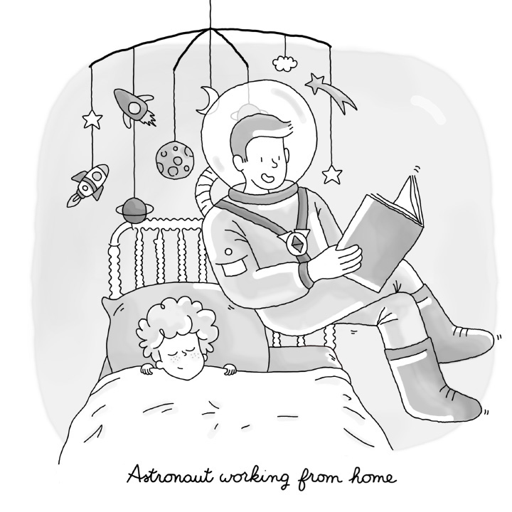 astronaut at kids bed 