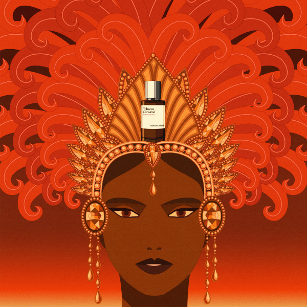 women with orange headdresses dancing