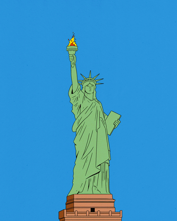 statue of liberty burning down
