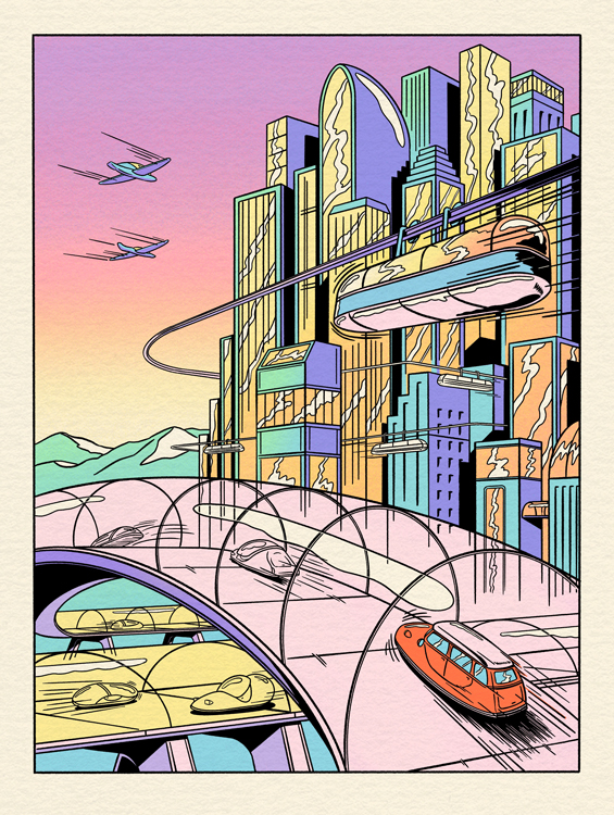 illustration of a city in the future