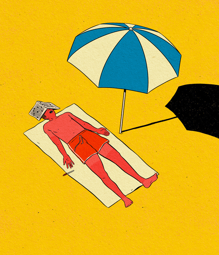 man lying in the sun at the beach with burned skin 