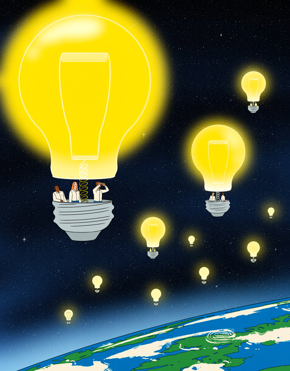 Hot air balloons as light bulbs in space