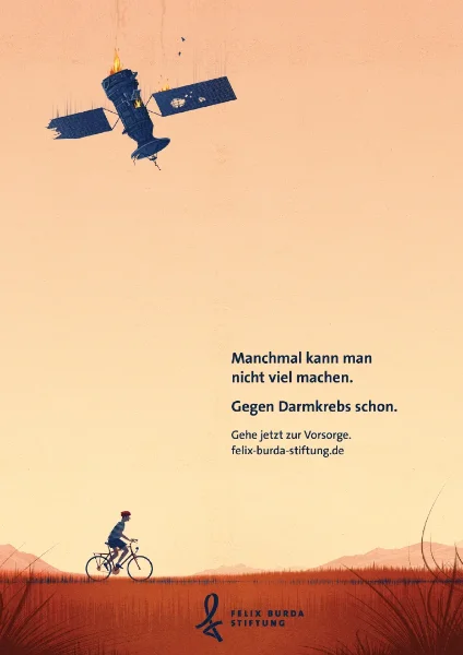 satelite falling on a man on bike