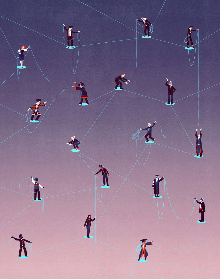 univerity teachers linked by a thread