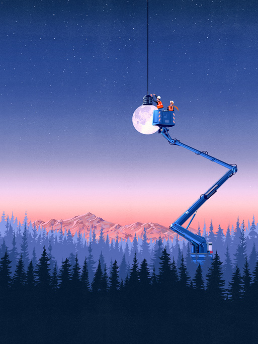 Francesco Bongiorni / 2 men repairing the moon
