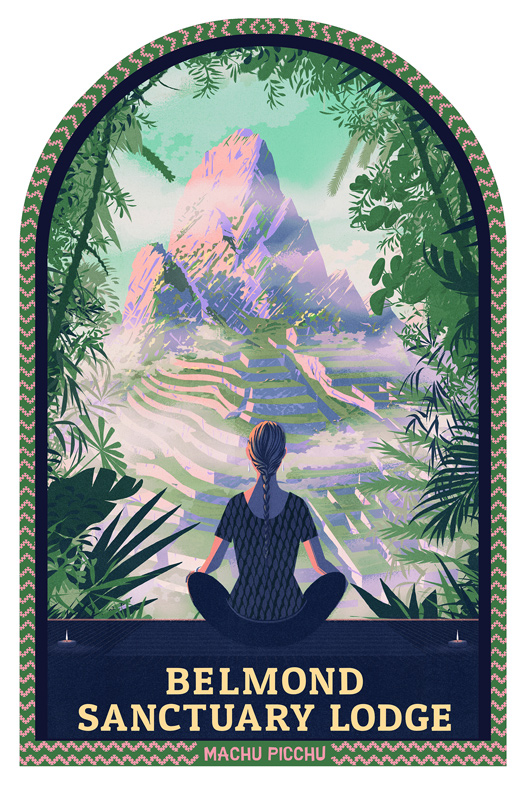 woman sits in front of a mountain in Peru