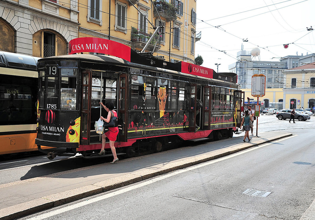 tram with the picture of the AC Milan