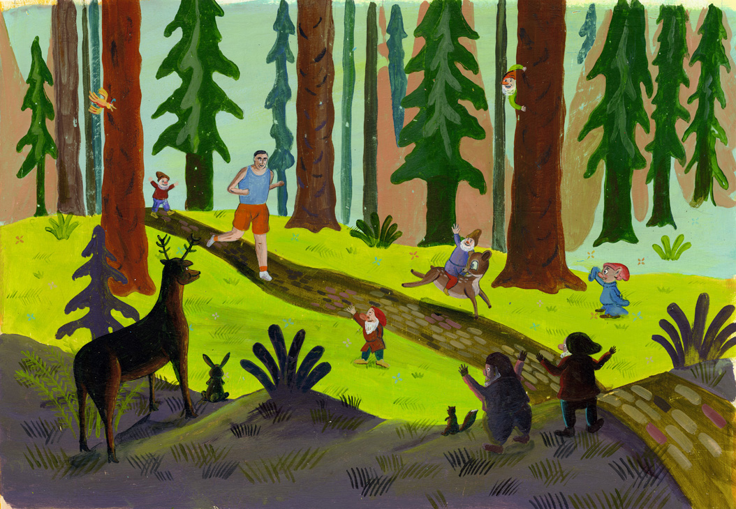 Alan Turing jogging in the woods