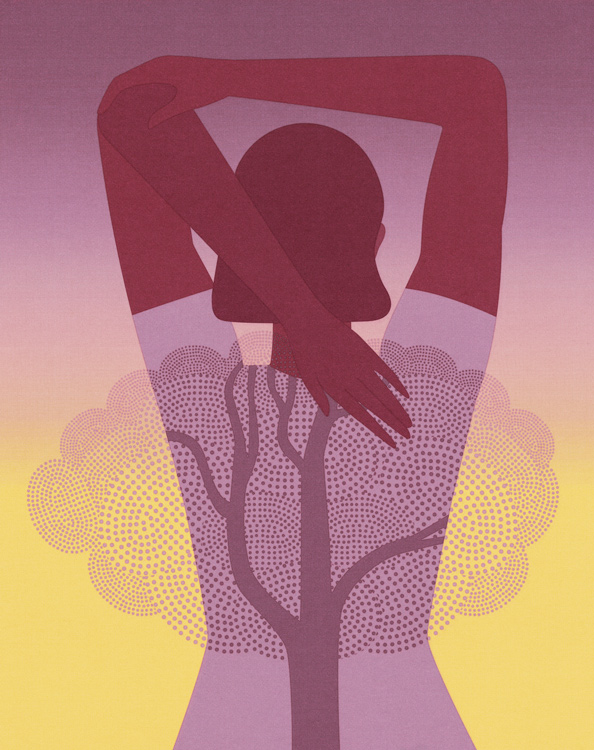 woman with shadow of tree 