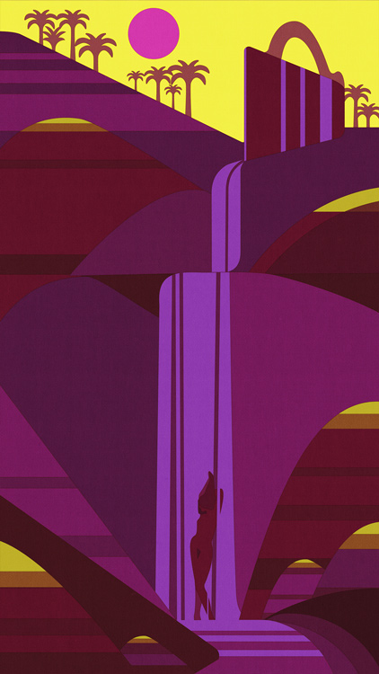 woman in purple waterfall