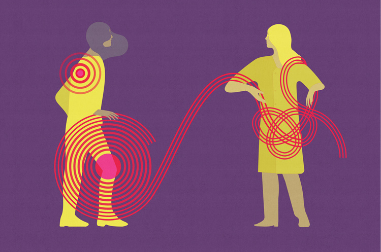 woman dissolves pain spiral of another woman