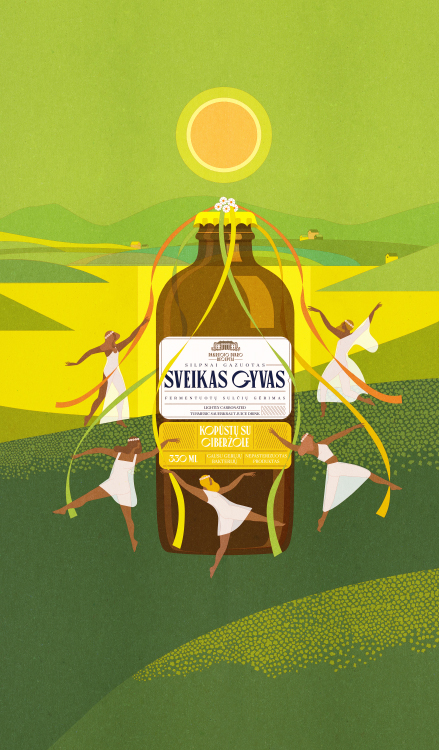 women dancing around a big bottle