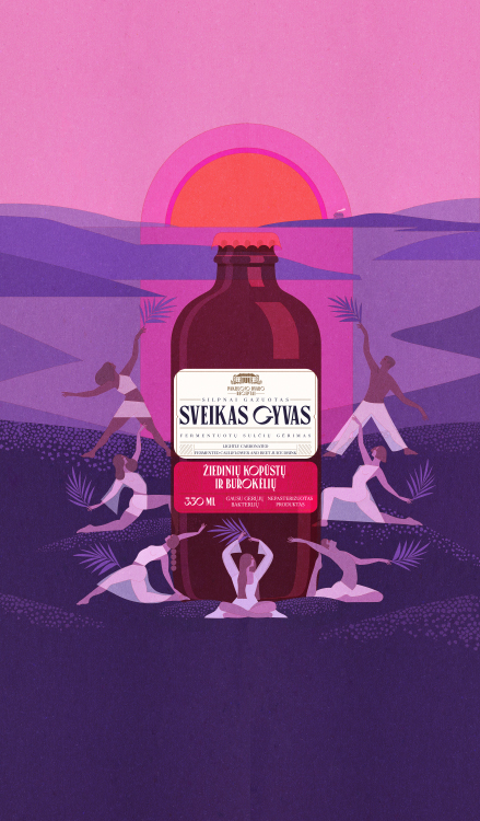 men and woman dancing around a giant bottle