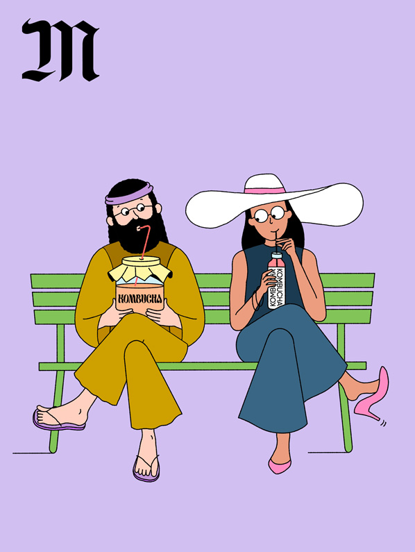 couple drinking kombucha