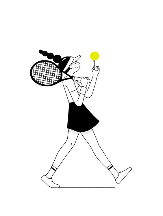 animation of young female tennis player