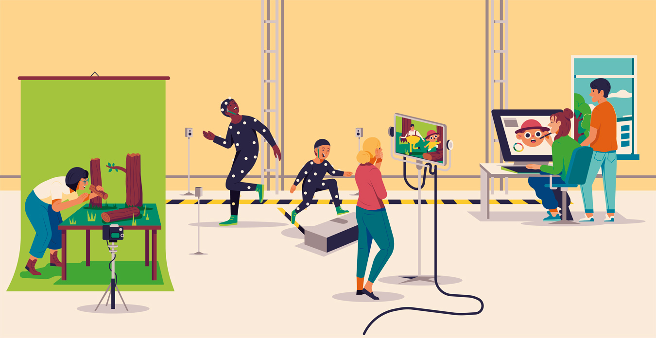 people working in animation studio