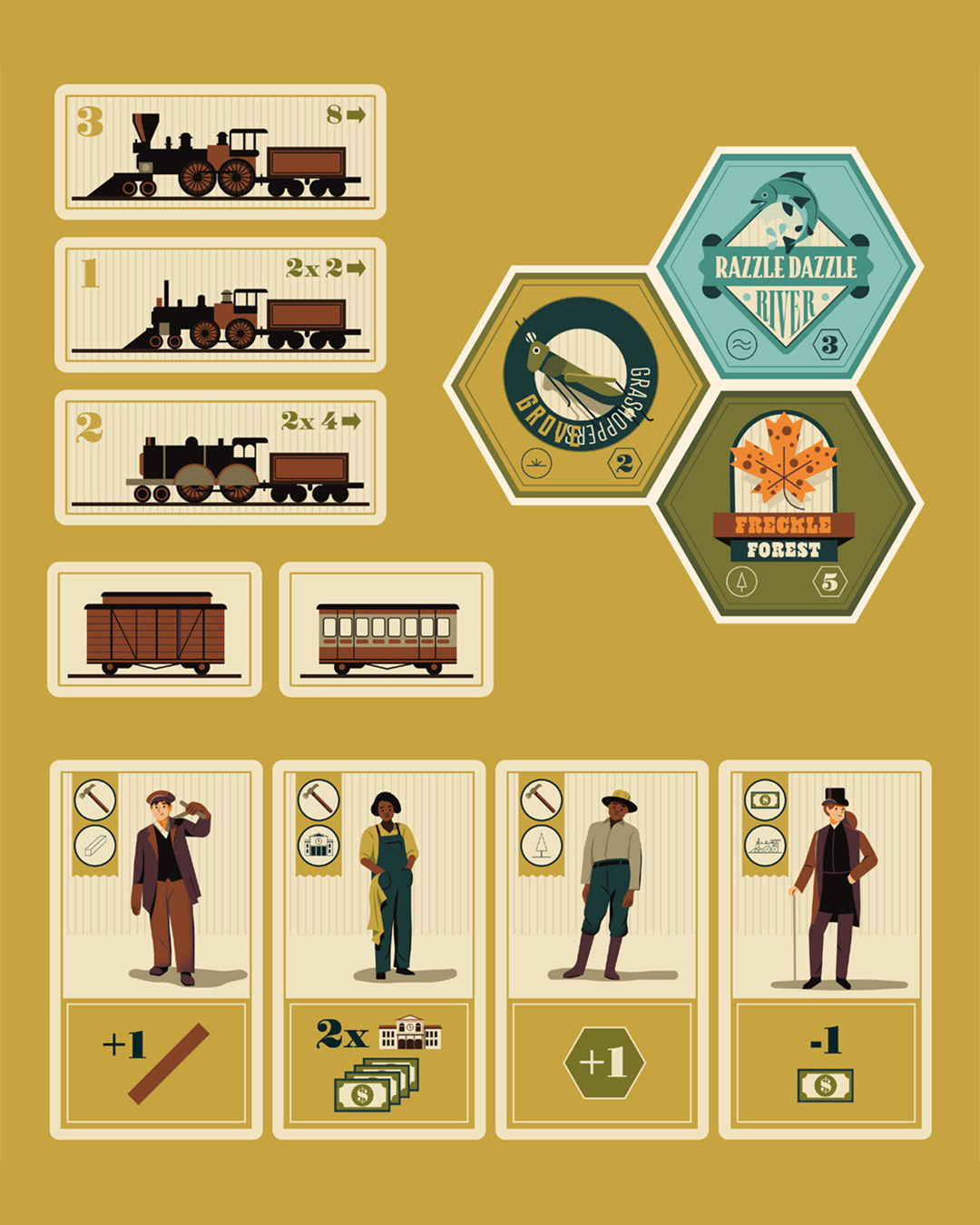 parks and rails boardgame cards 