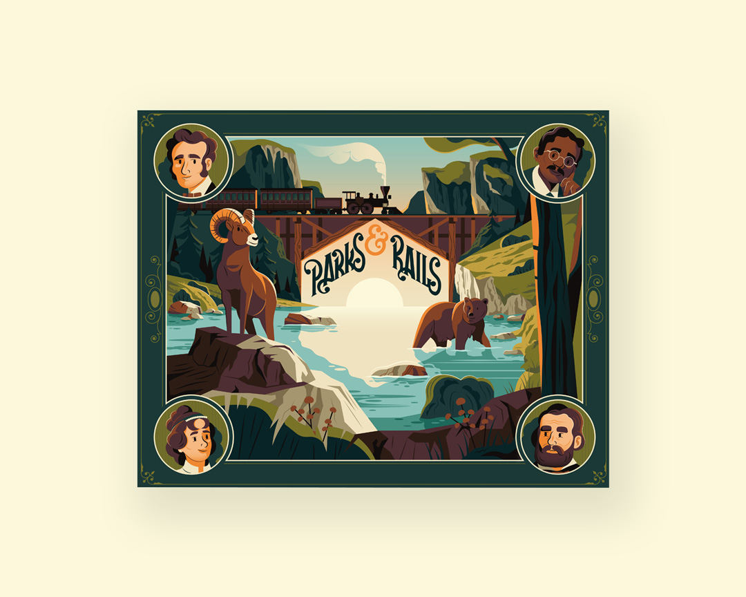 parks and rails boardgame box 