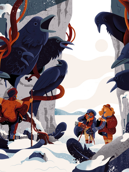 Anton Hallmann / 2 women in a snowy ravine