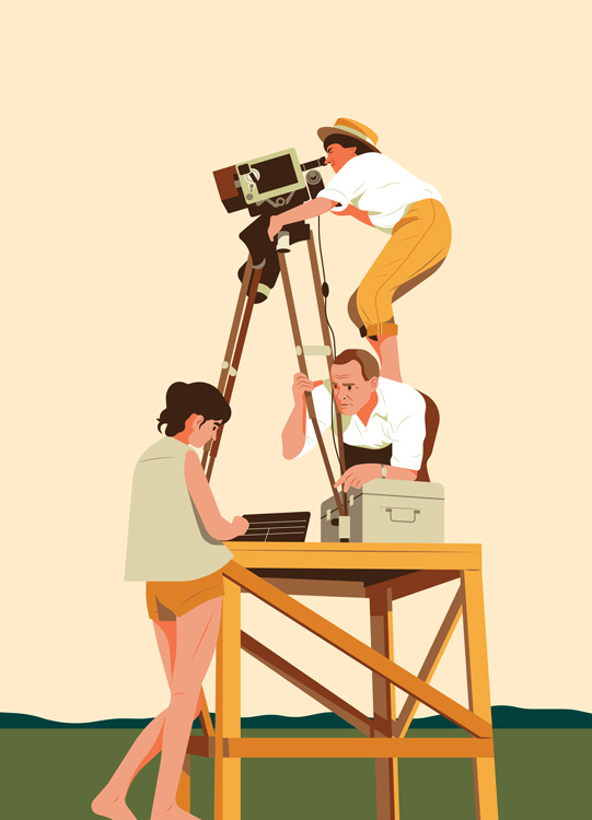 film set with cameraman and young director Agnès Varda 