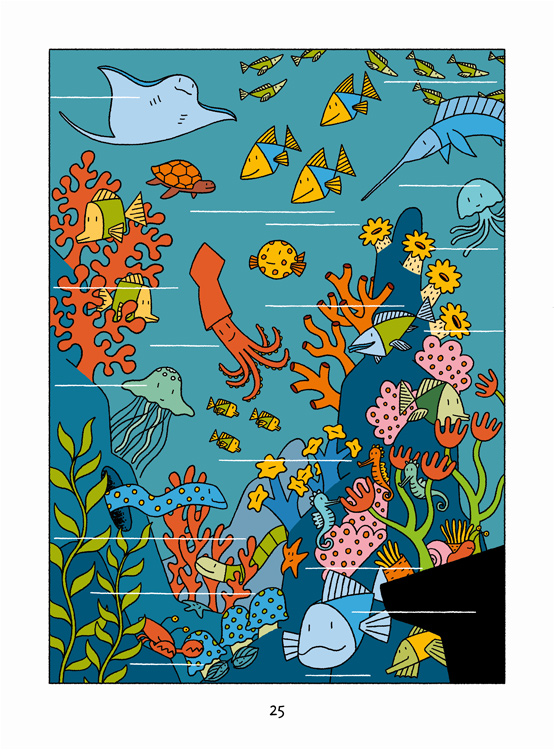 colorful underwater world with corals and deep-sea fish