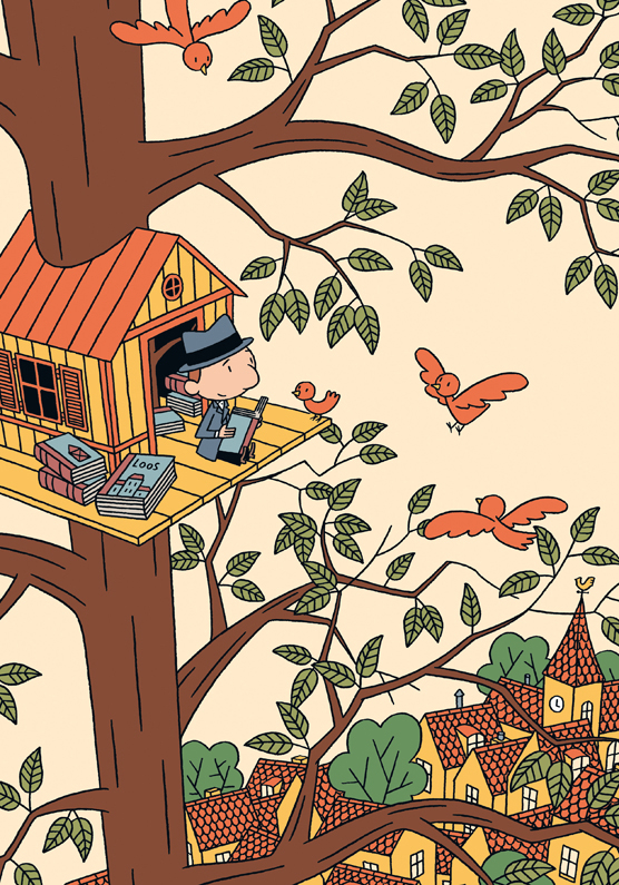 man in tree house 