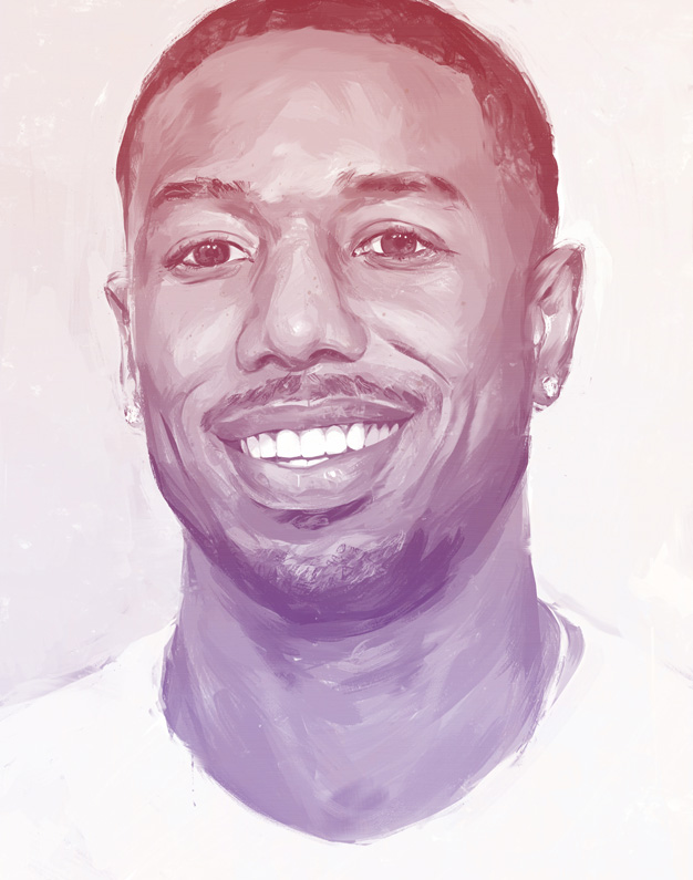 Portrait painting of Michael B. Jordan