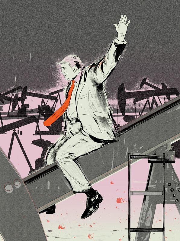 Donald Trump on a pump jack
