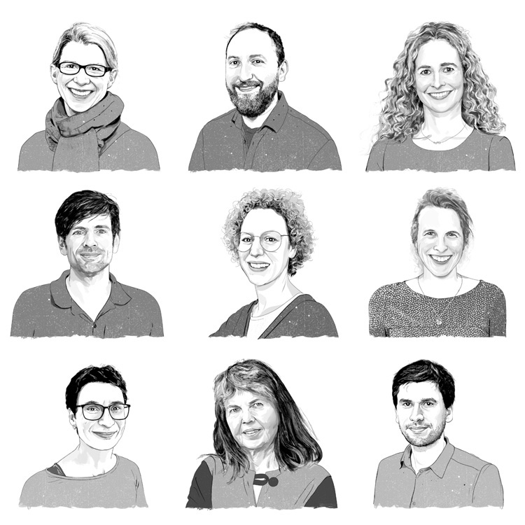 9 portraits of men and women
