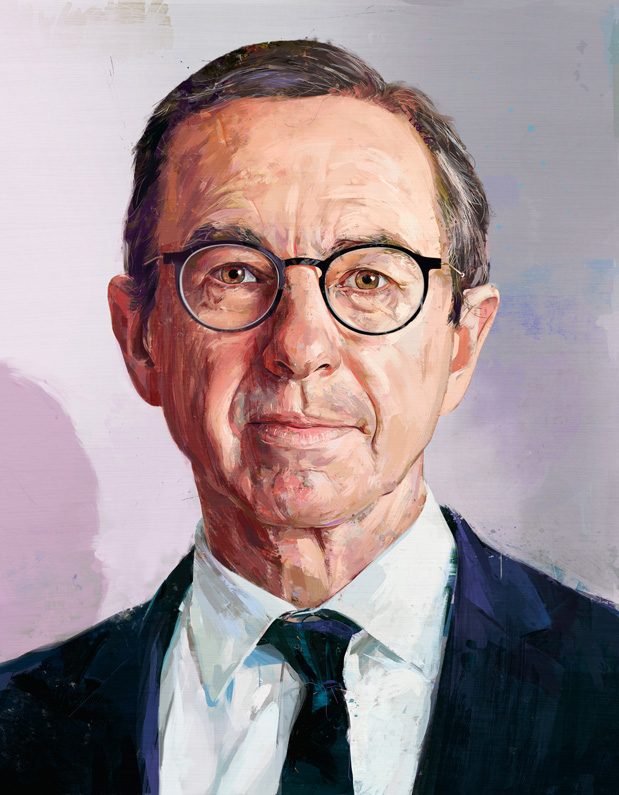Portrait painting of Bruno Retailleau