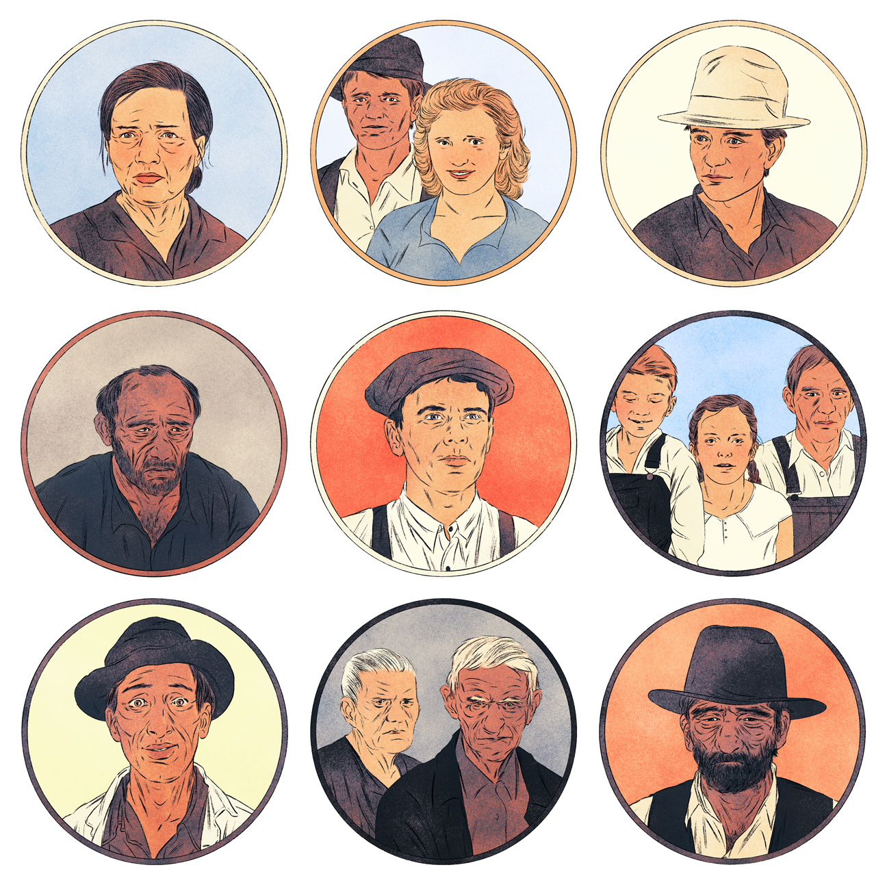 portrait drawings of historic characters