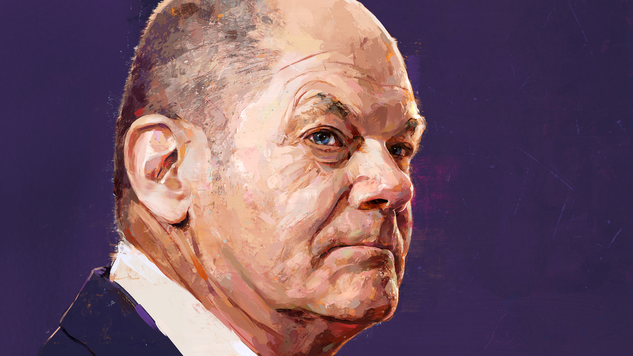 portrait painting of chancellor Olaf Scholz