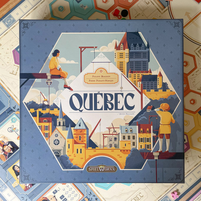 front cover of boardgame quebec by spielworxx 