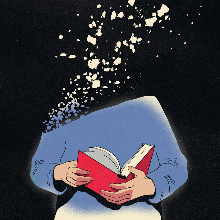 fragmenting reading person
