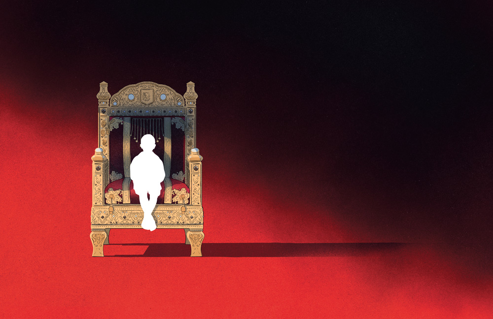 silhouette of boy on throne