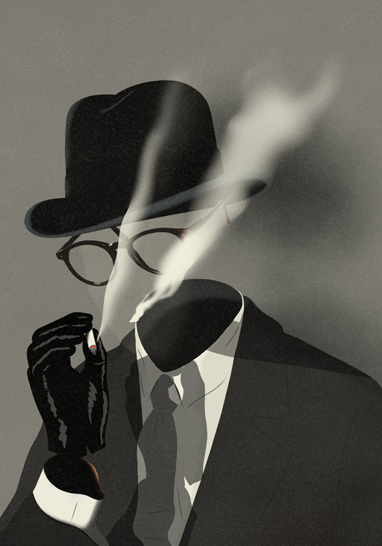 smoking man without head