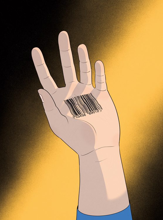 hand with barcode 
