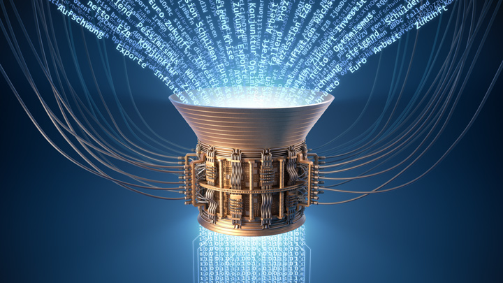 machine transforming words into data