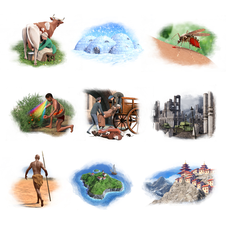 small images of historical people, animals and locations