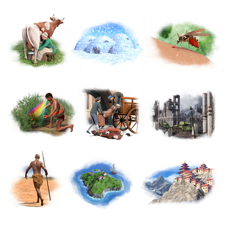 small images of historical people, animals and locations