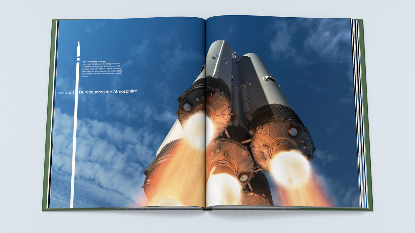 perspective view of a starting rocket