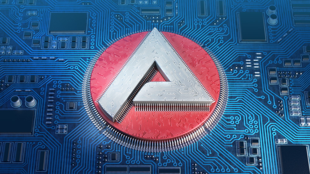 circuit board with the letter A