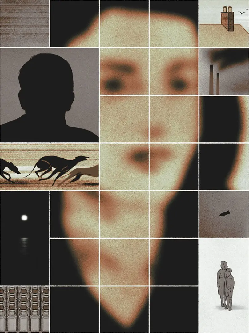 collage of woman