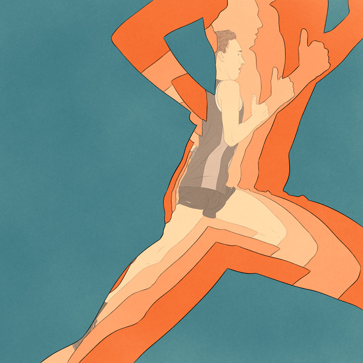 stylized runner in multiple silhouettes 