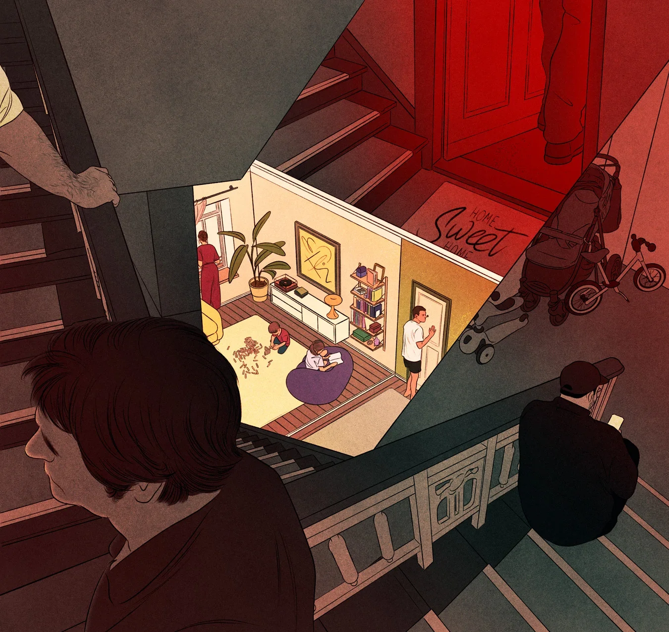 customers of a brothel in the stairwell