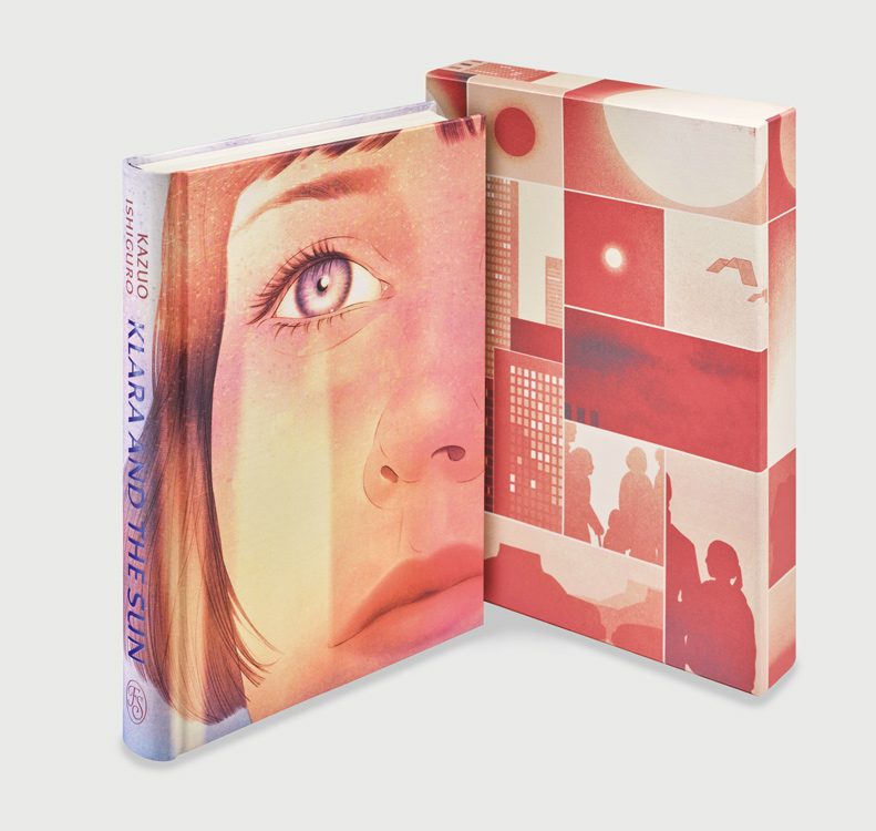 shot of book cover and slipcase with face of young woman