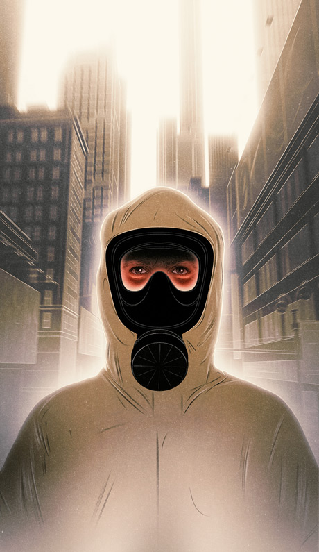person with respirator